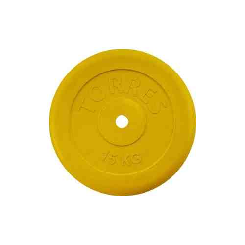 Диск обрезиненный Torres 15 кг. 25 мм. желтый