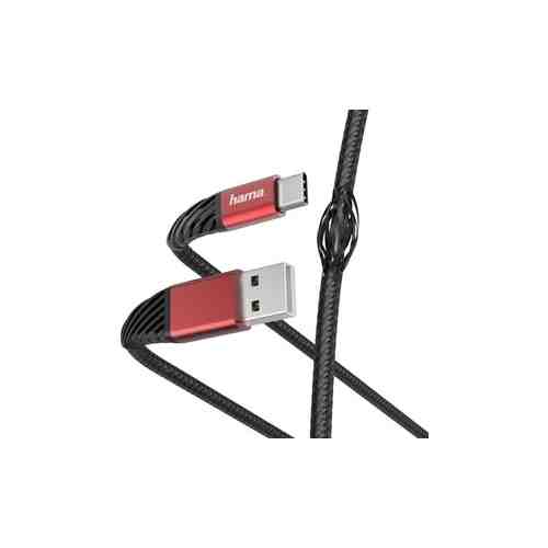 Кабель HAMA 00187218 USB Type-C (m) угловой USB 2.0 (m) угловой 1.5м черный/красный