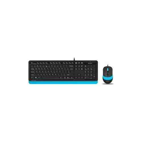 Комплект клавиатура и мышь A4Tech Fstyler F1010 клав-черный/синий мышь-черный/синий USB Multimedia