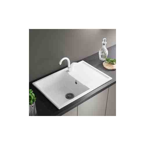 Кухонная мойка и смеситель ZOX ZX-GM 12 76х51 с крылом, белая