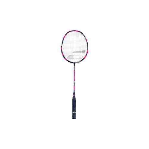 Ракетка для бадминтона Babolat First I, арт. 601327-156, алюминиевый обод, со струнами, розовый