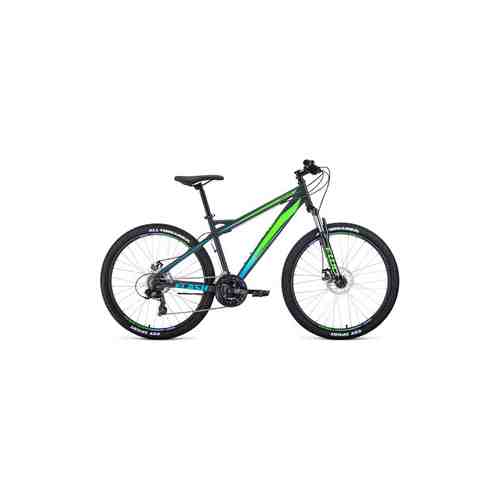 Велосипед Forward FLASH 26 2.0 disc (2021) 15 серый матовый/ярко-зеленый